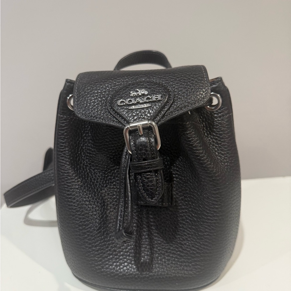 Coach Black Pebbled Leather Mini Backpack